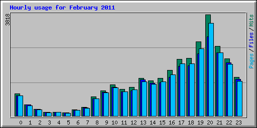 Hourly usage for February 2011